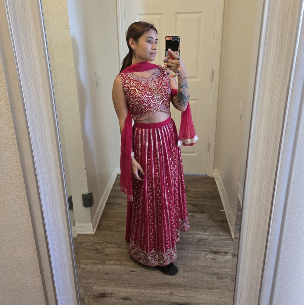 Elegant Red and Gold Lehenga Set